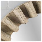 Homeroots - 35" Round Natural Brown Wood Frame Wall Mirror - Image 4