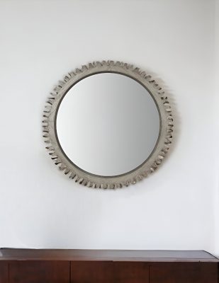 Homeroots - 44" Silver Abstract Wood Framed Accent Mirror