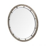 Homeroots - 46" Brown Round Wood Framed Accent Mirror - Image 3