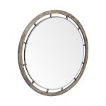 Homeroots - 46" Brown Round Wood Framed Accent Mirror - Image 4