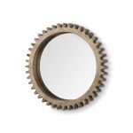 Homeroots - 35" Brown Abstract Wood Framed Accent Mirror - Image 2