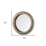 Homeroots - 35" Brown Abstract Wood Framed Accent Mirror - Image 4