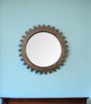 Homeroots - 26" Dark Brown Abstract Wood Framed Accent Mirror