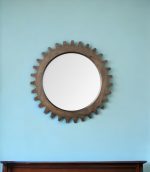 Homeroots - 26" Dark Brown Abstract Wood Framed Accent Mirror