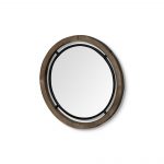 Homeroots - 19" Brown And Black Metal And Wood Round Framed Accent Mirror - Image 2