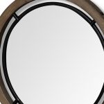 Homeroots - 19" Brown And Black Metal And Wood Round Framed Accent Mirror - Image 7