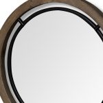 Homeroots - 19" Brown And Black Metal And Wood Round Framed Accent Mirror - Image 5
