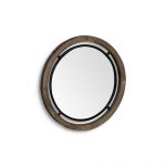 Homeroots - 19" Brown And Black Metal And Wood Round Framed Accent Mirror - Image 3