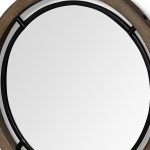 Homeroots - 19" Brown And Black Metal And Wood Round Framed Accent Mirror - Image 6