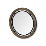 Homeroots - 24" Brown And Black Round Metal And Wood Framed Accent Mirror - Image 2