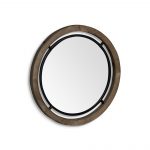 Homeroots - 24" Brown And Black Round Metal And Wood Framed Accent Mirror - Image 4