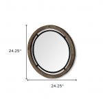 Homeroots - 24" Brown And Black Round Metal And Wood Framed Accent Mirror - Image 9