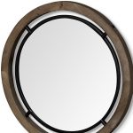 Homeroots - 24" Brown And Black Round Metal And Wood Framed Accent Mirror - Image 6