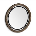 Homeroots - 28" Brown Round Wood Framed Accent Mirror - Image 2