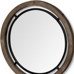 Homeroots - 28" Brown Round Wood Framed Accent Mirror - Image 6