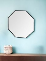 Homeroots - 38" Black Octagon Metal Framed Bathroom Vanity Mirror