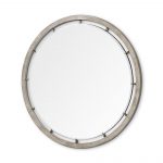 Homeroots - 54" Brown Round Wood And Metal Framed Accent Mirror - Image 3