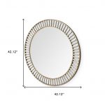 Homeroots - 42" Round Gold Metal Frame Wall Mirror With White Wood Beads - Image 7
