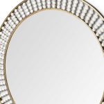 Homeroots - 42" Round Gold Metal Frame Wall Mirror With White Wood Beads - Image 5