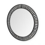 Homeroots - 42" Round Black Metal Frame Wall Mirror With Wood Beads
