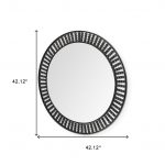 Homeroots - 42" Round Black Metal Frame Wall Mirror With Wood Beads - Image 7