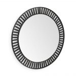 Homeroots - 42" Round Black Metal Frame Wall Mirror With Wood Beads - Image 3