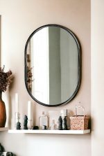 Homeroots - 36" Black Oval Metal Framed Accent Mirror - Image 2