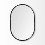Homeroots - 36" Black Oval Metal Framed Accent Mirror