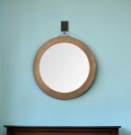 Homeroots - 44" Brown Round Wood Framed Rope Hanging Accent Mirror