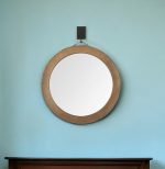 Homeroots - 44" Brown Round Wood Framed Rope Hanging Accent Mirror