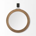 Homeroots - 44" Brown Round Wood Framed Rope Hanging Accent Mirror - Image 4