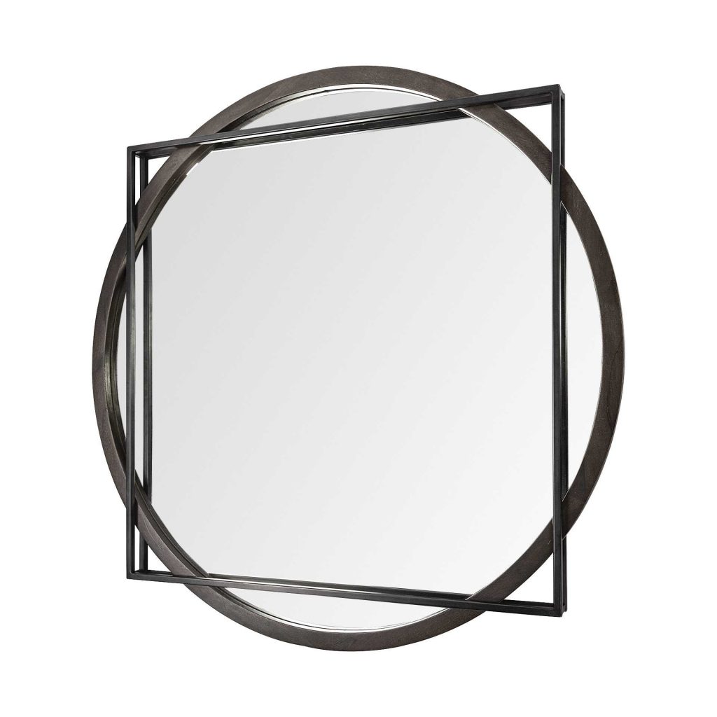 Homeroots - 46" Black Abstract Metal Framed Accent Mirror