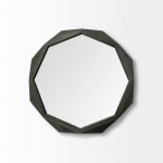 Homeroots - 32" Octagon Black Wood Frame Wall Mirror - Image 2