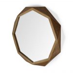 Homeroots - 41" Octagon Brown Wood Frame Wall Mirror - Image 3