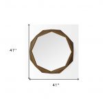 Homeroots - 41" Octagon Brown Wood Frame Wall Mirror - Image 9