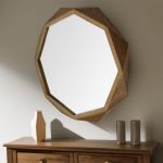 Homeroots - 41" Octagon Brown Wood Frame Wall Mirror - Image 2