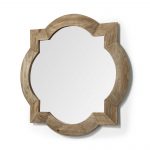 Homeroots - 23" Round-Square Brown Wood Frame Wall Mirror
