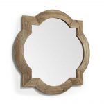 Homeroots - 23" Round-Square Brown Wood Frame Wall Mirror - Image 3