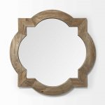Homeroots - 23" Round-Square Brown Wood Frame Wall Mirror - Image 2