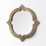 Homeroots - 23" Round-Square Brown Wood Frame Wall Mirror - Image 4