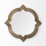 Homeroots - 23" Round-Square Brown Wood Frame Wall Mirror - Image 5
