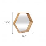 Homeroots - 21" Brown Hexagon Wood Framed Accent Mirror - Image 9