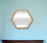 Homeroots - 21" Brown Hexagon Wood Framed Accent Mirror