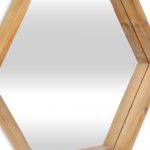 Homeroots - 21" Brown Hexagon Wood Framed Accent Mirror - Image 8