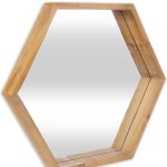 Homeroots - 21" Brown Hexagon Wood Framed Accent Mirror - Image 6