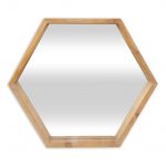 Homeroots - 21" Brown Hexagon Wood Framed Accent Mirror - Image 5
