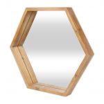 Homeroots - 21" Brown Hexagon Wood Framed Accent Mirror - Image 3