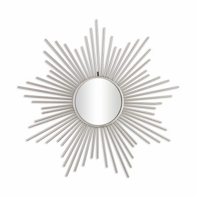 Homeroots - Striking Silver Metal Sunburst Design Wall Mirror
