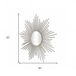 Homeroots - Striking Silver Metal Sunburst Design Wall Mirror - Image 8