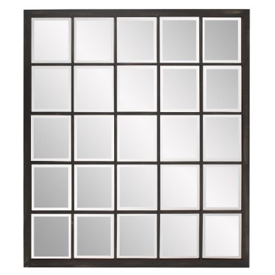 Homeroots - Rectangular Antique Black Finish Mirror With Beveled Edge